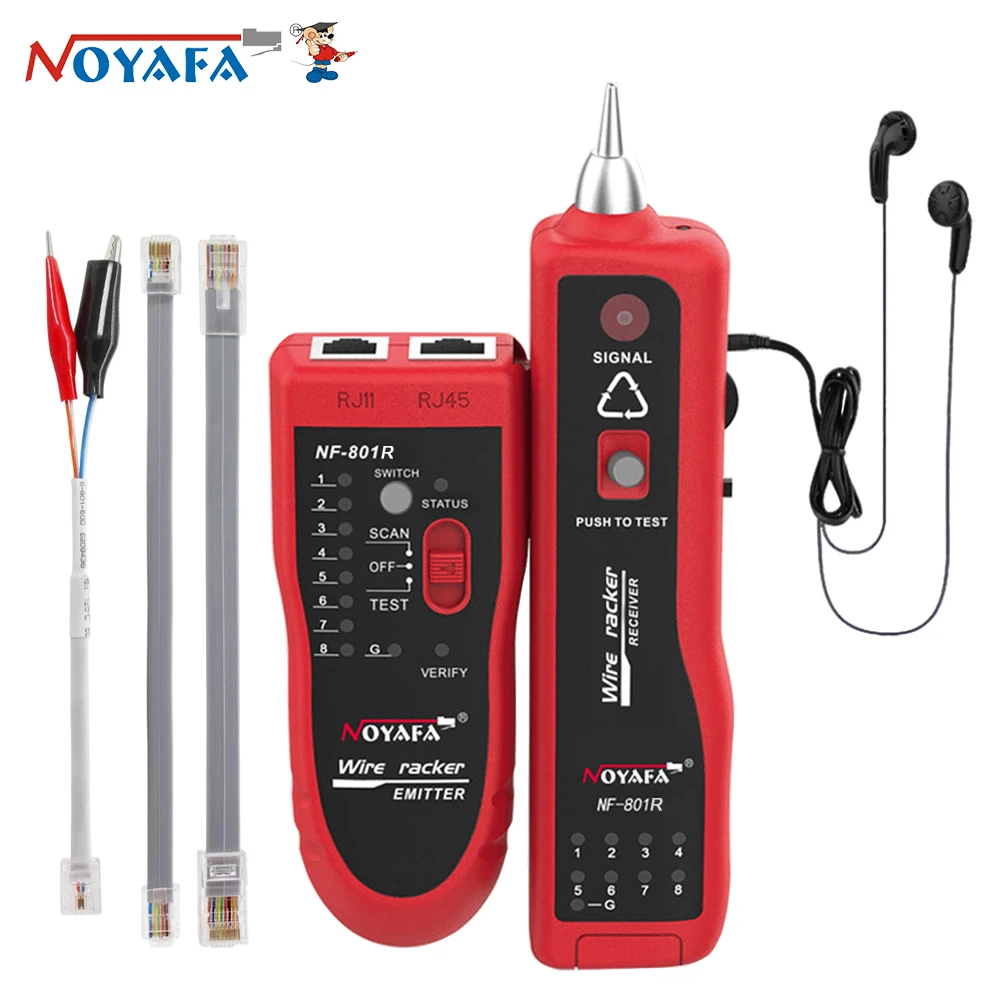 NOYAFA NF-801R Network Cable Tester Ethernet LAN Telephone Wire Tracer RJ45 RJ11 Line Finder with LED Lighting Withstand Voltage