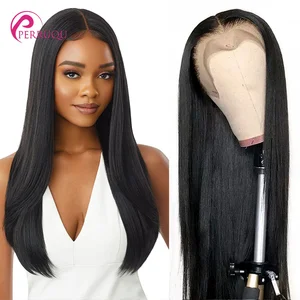 Straight Lace Front Human Hair Wig 13X6 HD Lace Frontal Wig For Women Perruqu Brazilian Remy Transpa