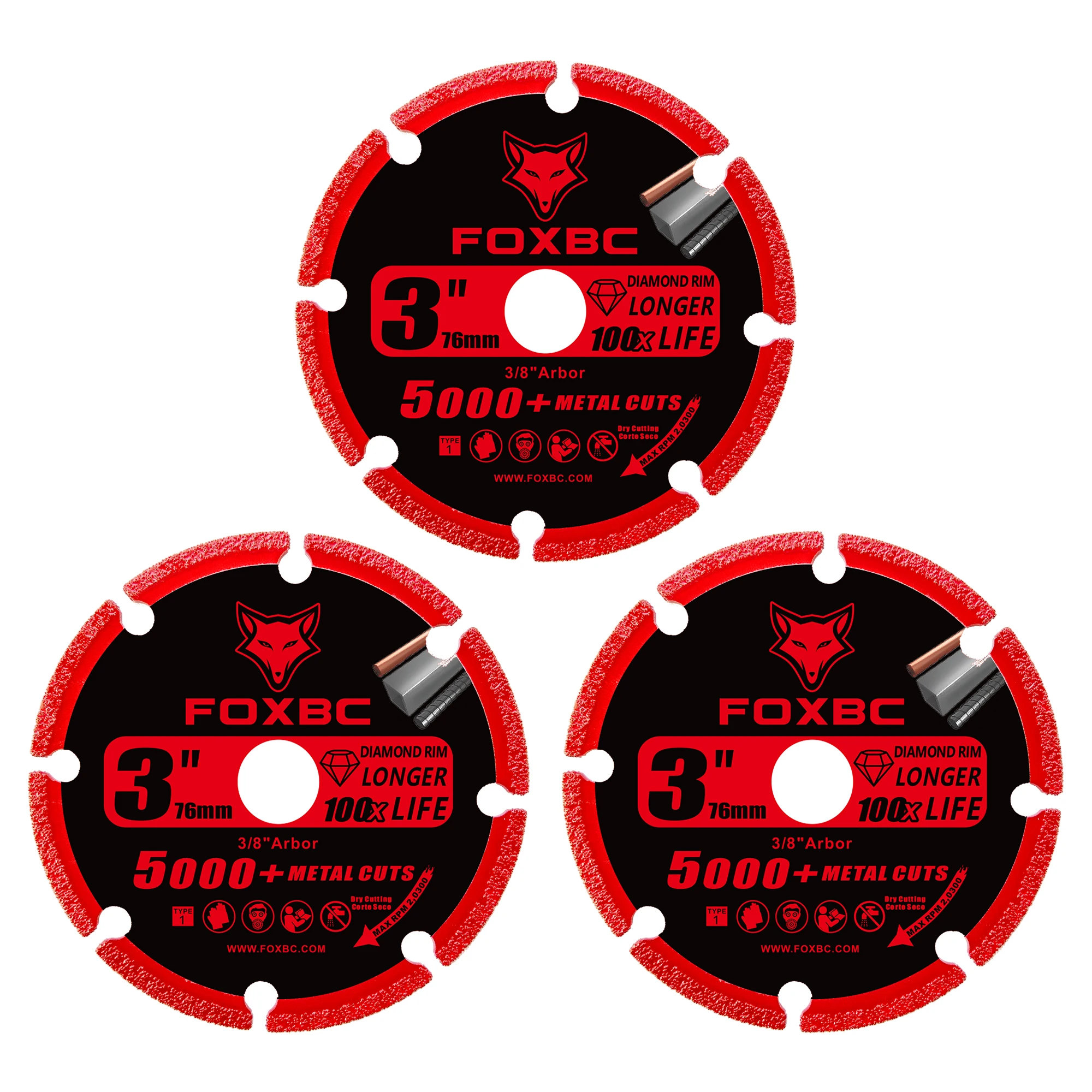 

FOXBC Алмазный отрезной круг 76 мм, 3 шт.