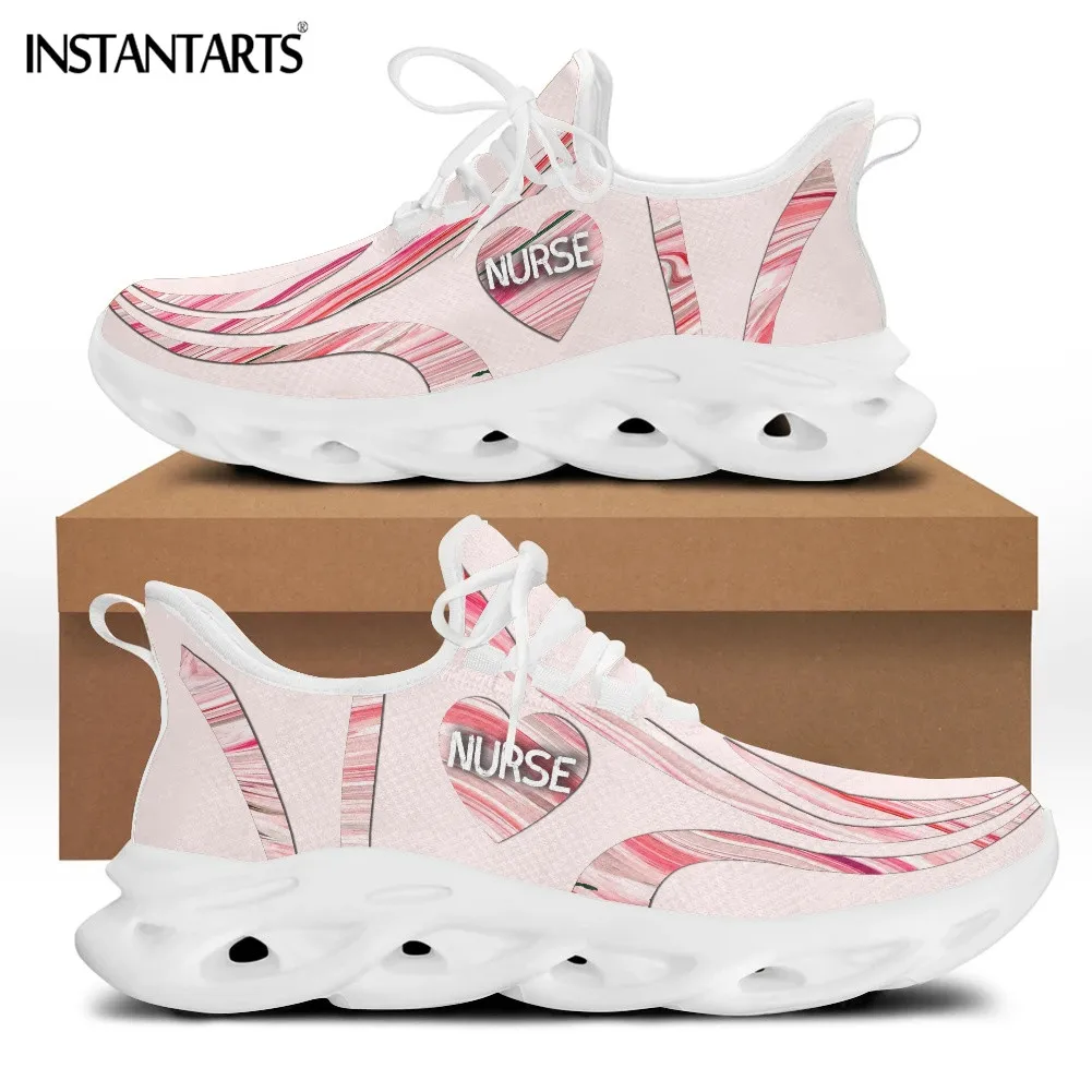 INSTANTARTS Corlorful Nurse Love Design Women Walking Shoes Classical Fashion Comfortable Durable Flat Sneakers for Young Ladies images - 6