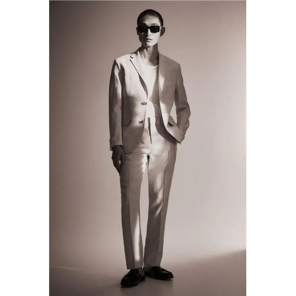 Льняной жакет H M sliM Fit светло-бежевого цвета