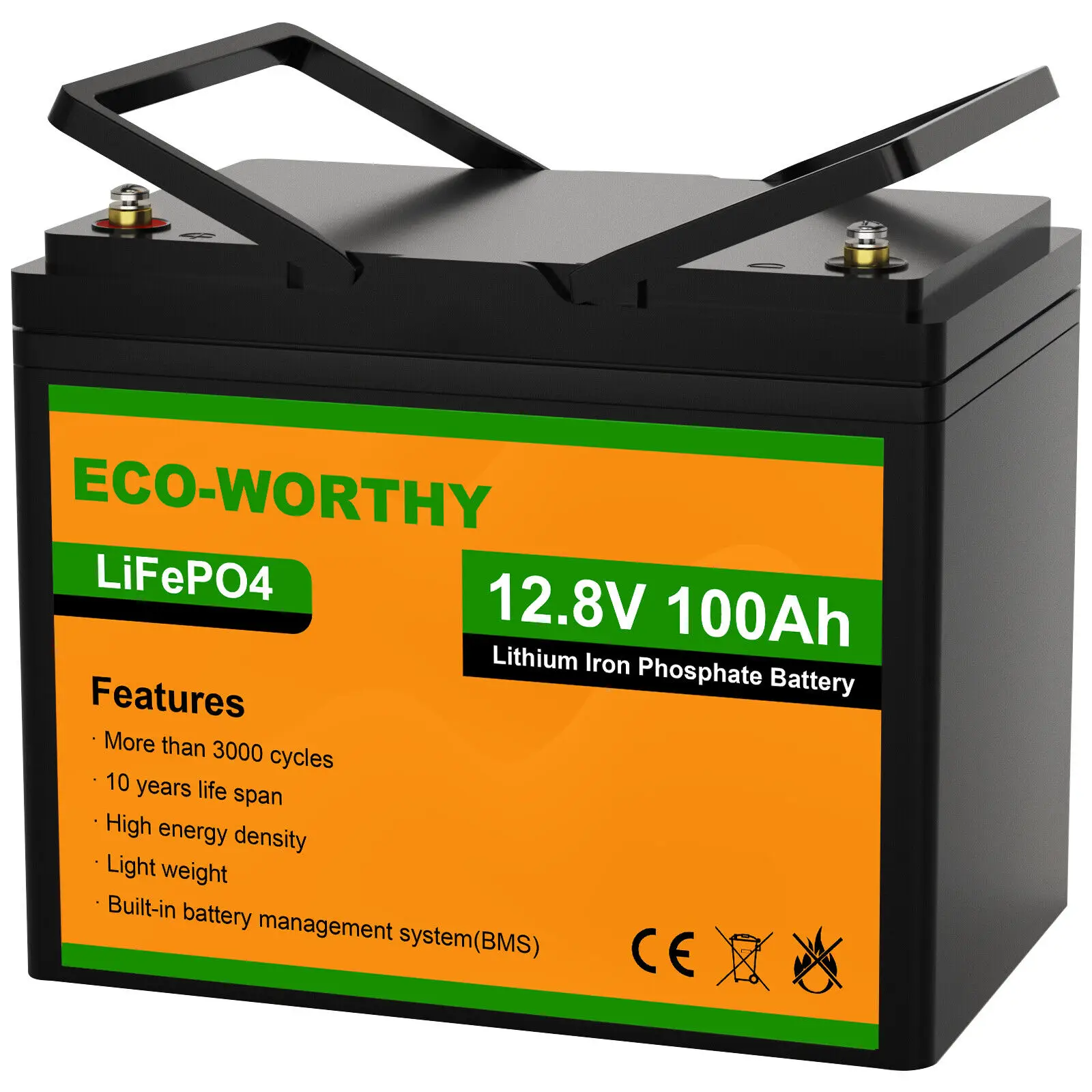 

12V 100Ah LiFePO4 3 pcs batería de litio batería BMS batería solar sistema solar barco RV- Worldwide Shipping