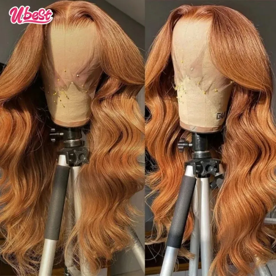 Ubest HD Ginger Blonde 13X6 Body Wave Lace Front Wig 30Inch Brazlian Human Hair Wig Nature Color Transparent Lace Frontal Wigs