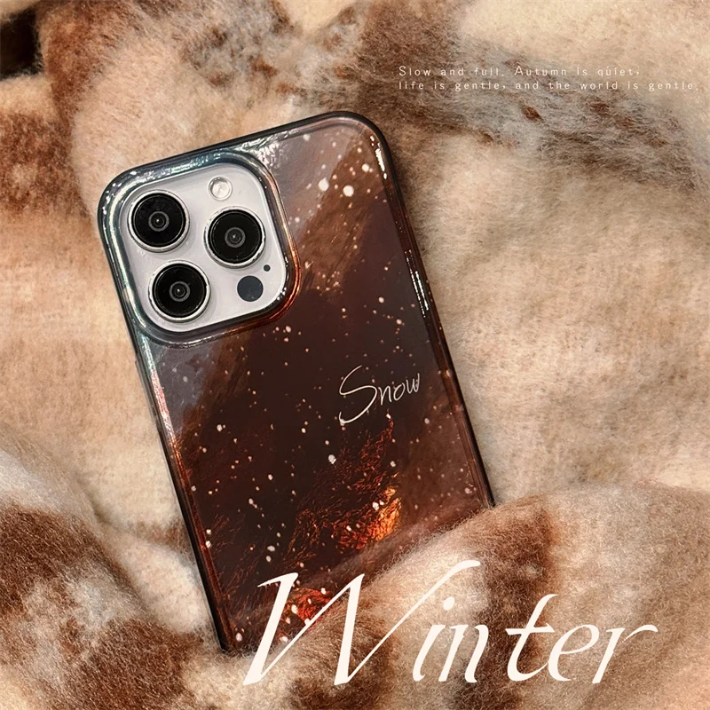 Зимний падающий снежный чехол для телефона iPhone 16 Pro 15 Max модные милые защитные