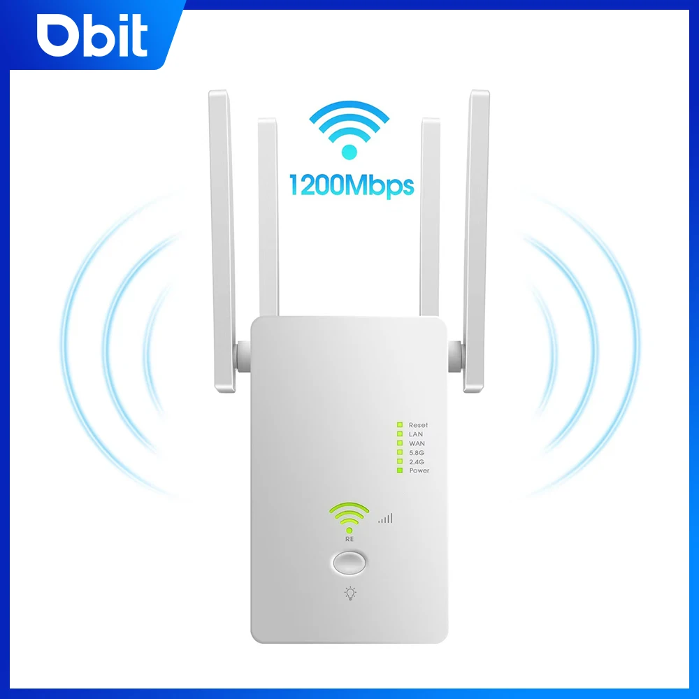 DBIT AC1200WIFI Expansion Repeater Covers Up to 2800 Sq.ft and 38 Devices,Dual Band Wireless Internet Booster Gigabit Ethernet P