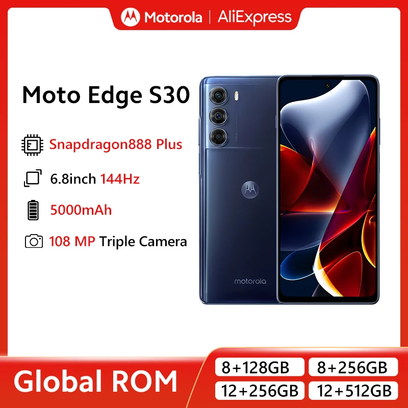 Global ROM Motorola MOTO edge S30 5G Snapdragon 888 Plus 6.8'' FHD+ 144Hz Screen Smartphone 108MP Camera 5000mAh 33W Fast Charge