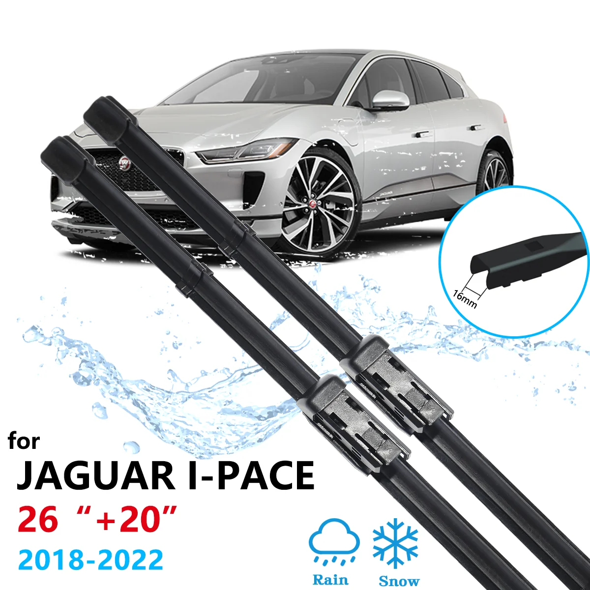 Для Jaguar I-Pace IPace 2018 2019 2020 2021 2022 Передние и задние щетки стеклоочистителя для