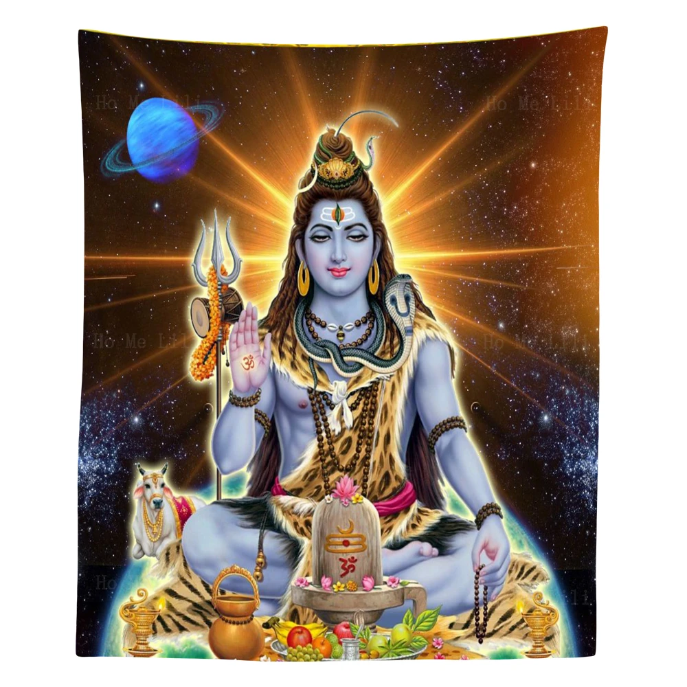 

Lord Shiva Parvati Bhakti Ganesha Hinduism Gods And Goddesses Tapestry By Ho Me Lili For Livingroom Decor Wall Hanging