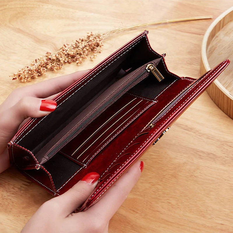 

Wallets Long Luxury Woman Leather Women's Wallet 2022 Bags Money Women Fashion Purses Holder Cards Women Handbags Purse
