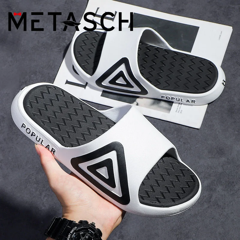 Летние шлепанцы METASCH, модная мужская обувь, верхняя одежда, Нескользящие удобные домашние шлепанцы для отдыха на открытом воздухе, для пар