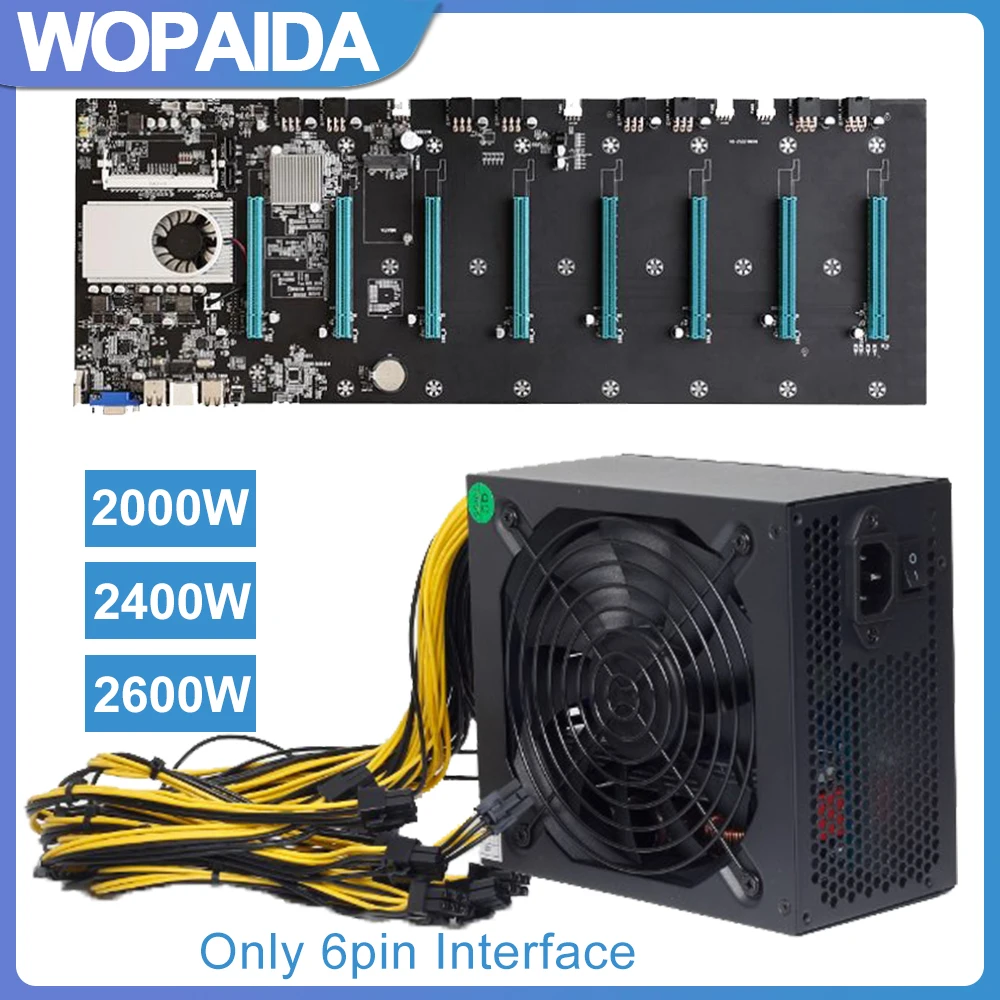 1800W 2000W 2400W 4U Single Mining Power Supply for PC PSU Miner Source 10*6Pin Interface with BTC-S37 Mining Motherboard