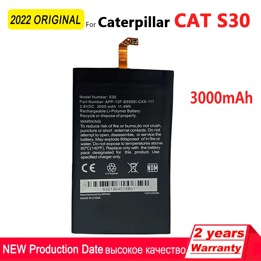 100% Подлинная аккумуляторная батарея для Caterpillar Cat S60 S50 S40 S30 S41 APP-12F-F57571-CGX-111 Batteria