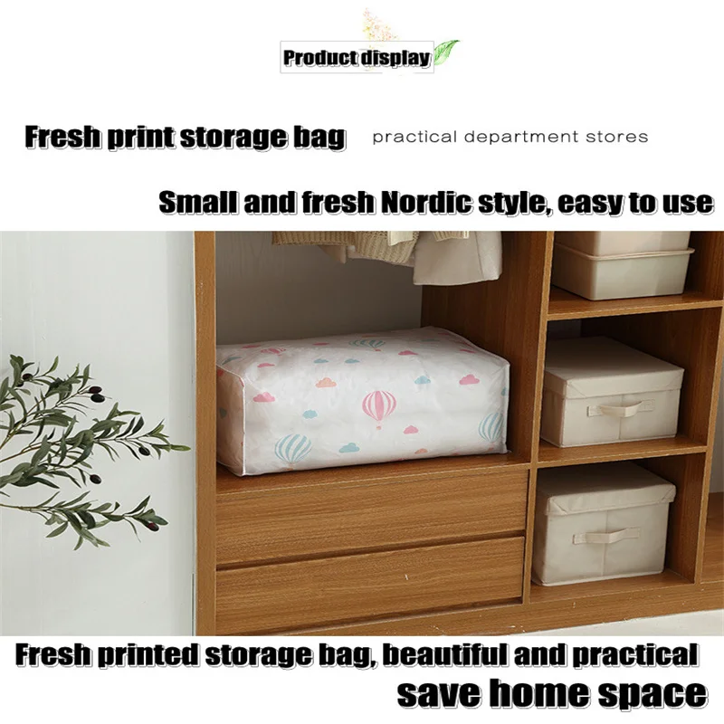 

Home Dust Proof Storage Bag Household PEVA Cartoon Print Clothes Quilt Storage Moisture Proof Big Capacity Accessories