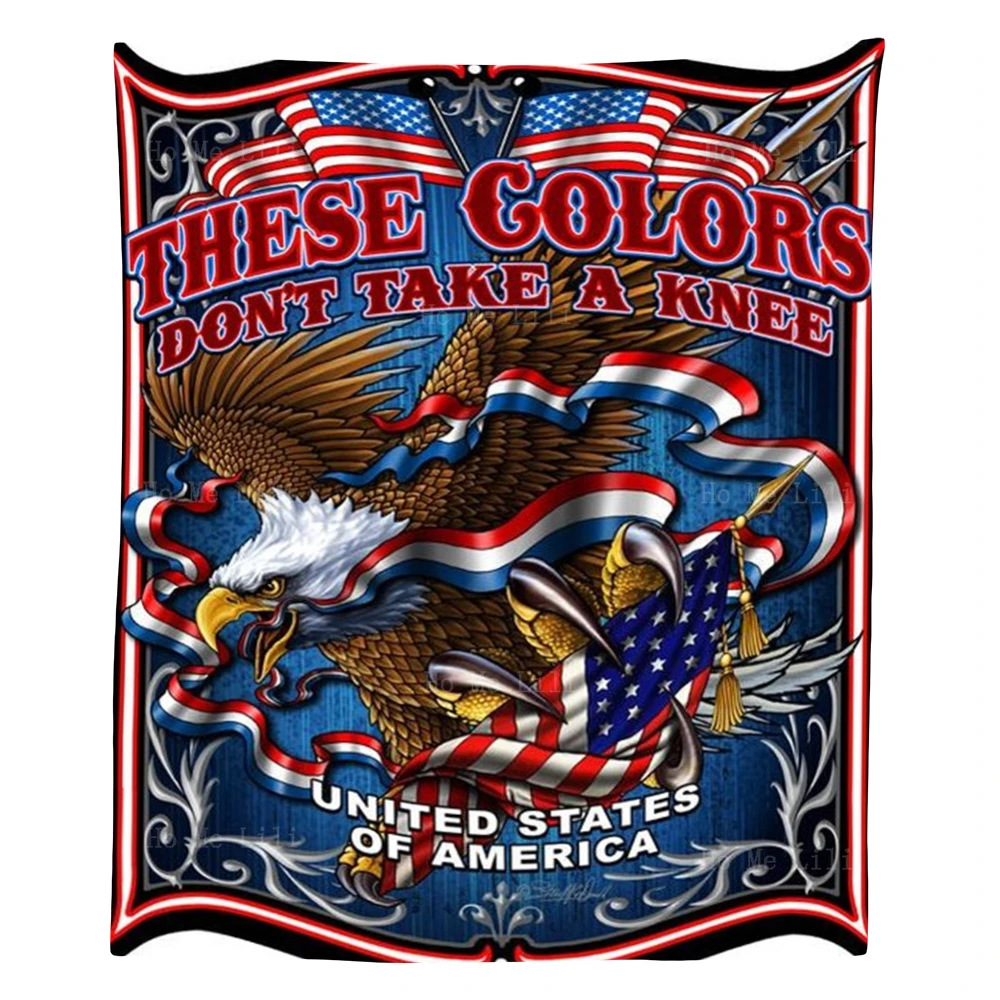 

These Colors Don't Take A Knee Eagle Grabs United States Flag Patriotic Tapestry By Ho Me Lili For Livingroom Home Decor