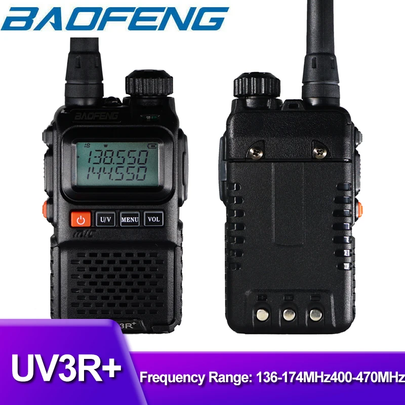 1/2 шт. BAOFENG UV3R plus двухсторонняя радиостанция портативная рация 136-174/400-470 МГц