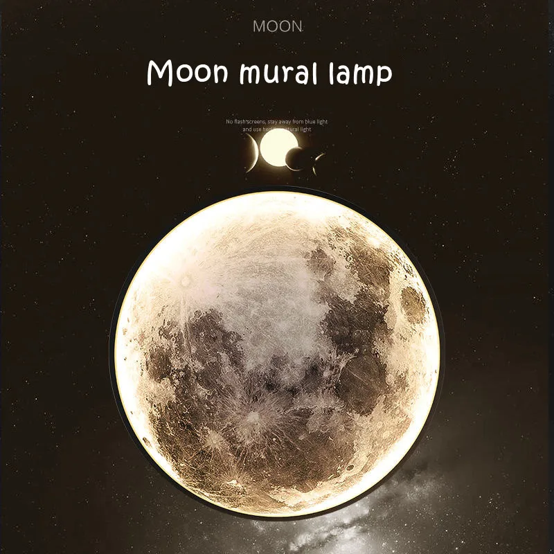 

Modern LED Moon Wall Lamp Bedroom Bedside Lamp Nordic Creative Minimalist Aisle Living Room Background Wall Decorative Wall Lamp