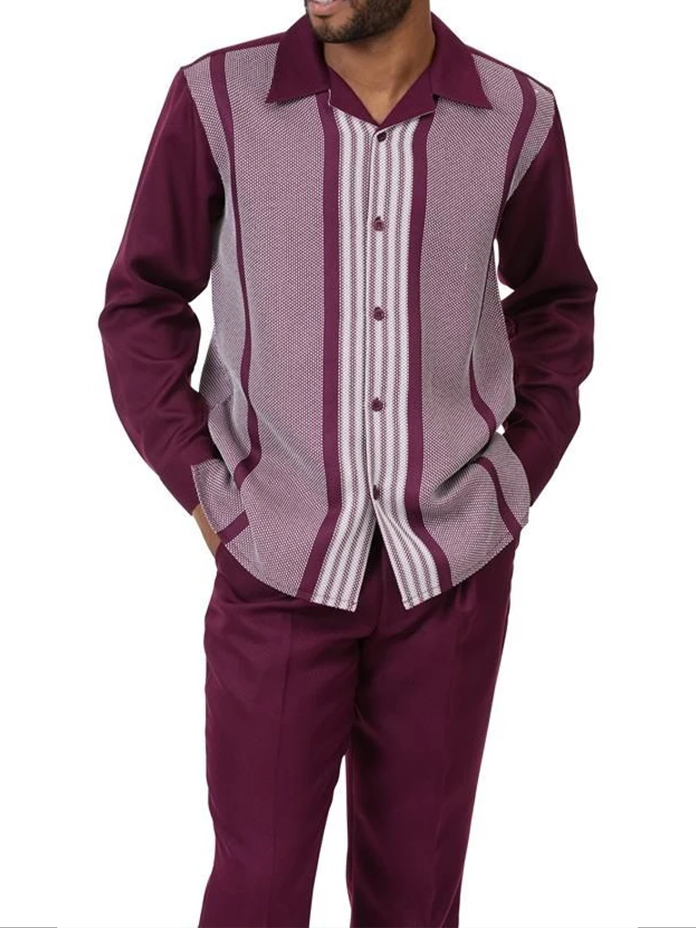 Spring summer fashion casual men's long-sleeved shirt + trousers two-piece outdoor leisure simple 3d printing men's walking suit