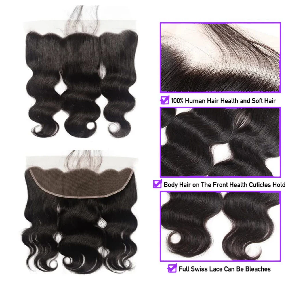 Бразильская волнистая искусственная кожа с 13x4 фронтальной застежкой 4x4 HD