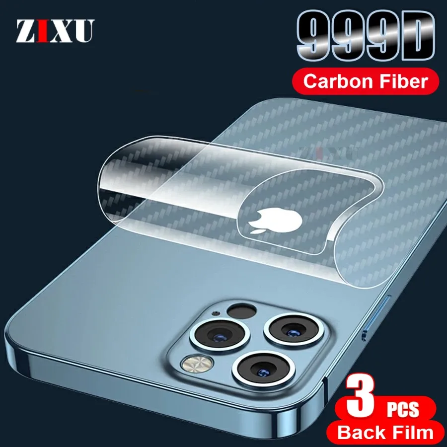 Защитная пленка из углеродного волокна для iPhone 13 12 11 Pro Max 3 шт. защитная наклейка