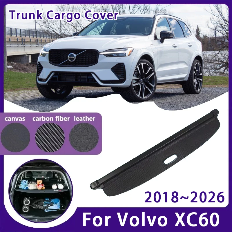 Фото Задняя шторка багажника автомобиля для Volvo XC60 MK2 2018 ~ 2025 2026, выдвижная стойка для хранения багажника, перегородка, укрытие, автоаксессуары №1
