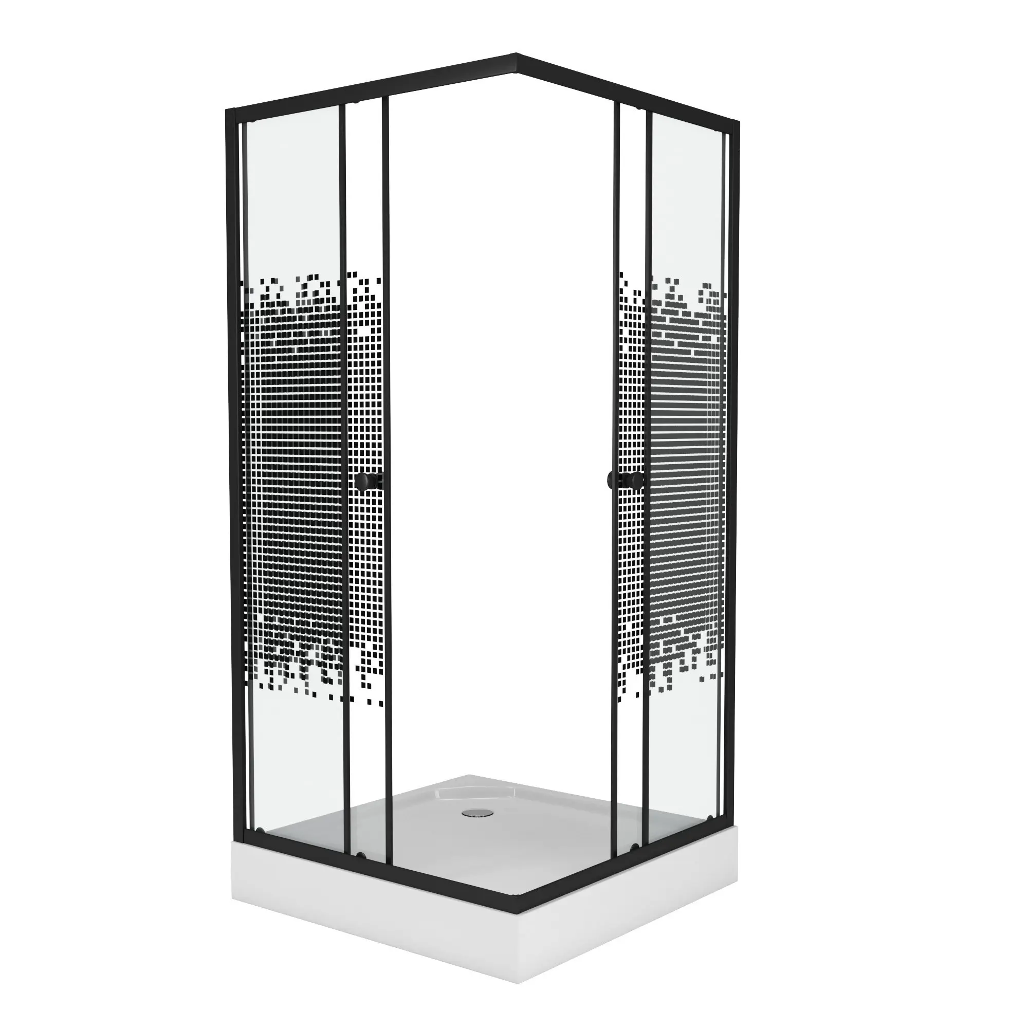 Shower corner Niagara ng-009-14q black 90 х90 cm with мозаичными glasses | Rooms