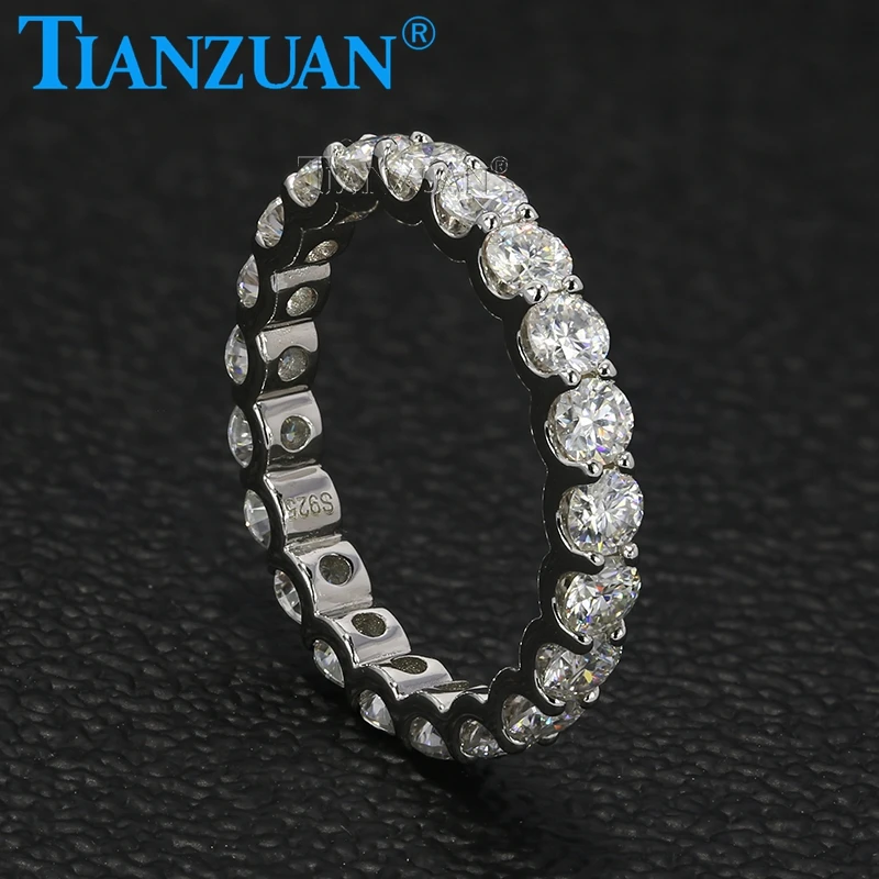 

Wedding Bands 3mm Moissanite Eternity Ring For Women Gift Promise Engagement Finger Ring Fine Jewelry Simple Accessories
