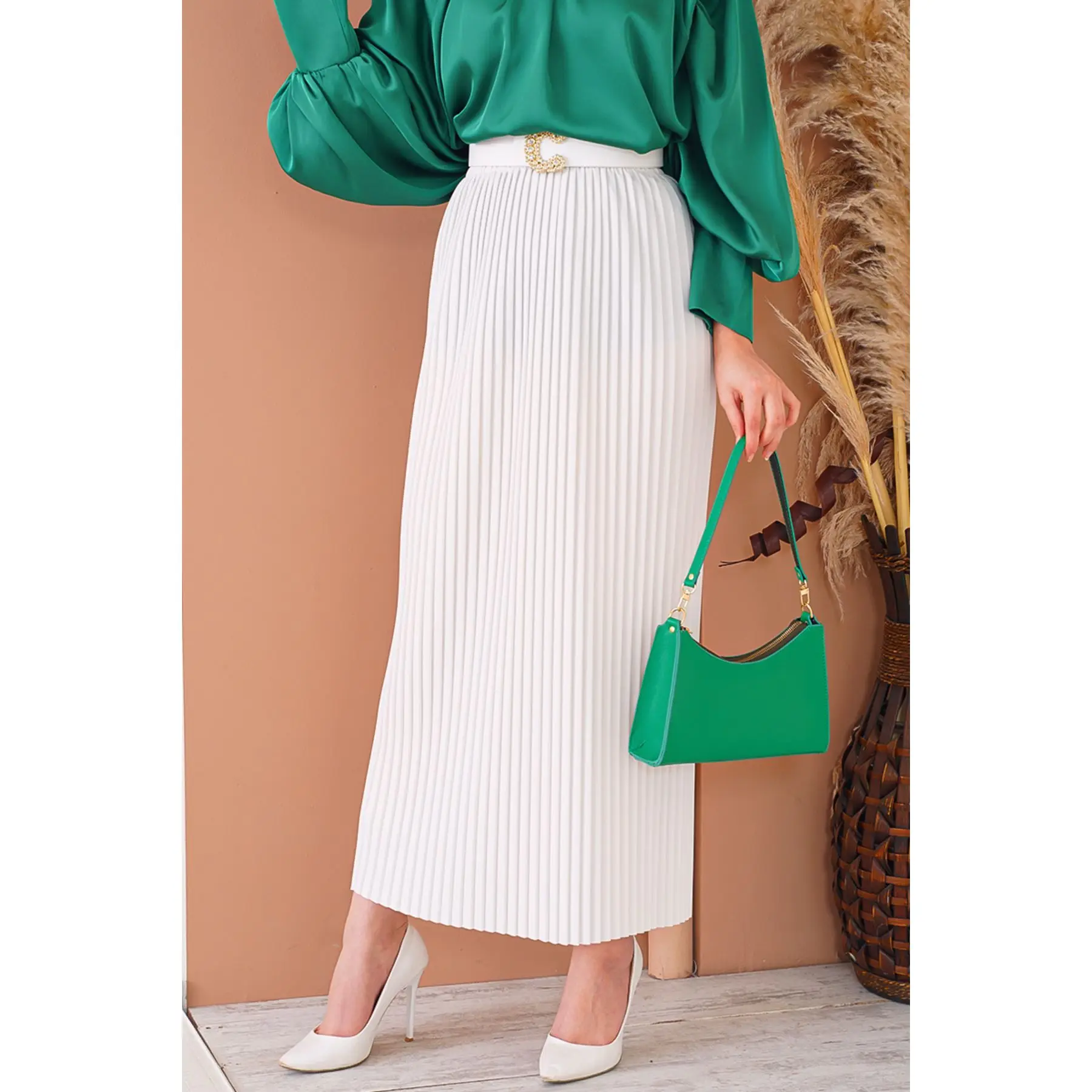 

Muslim Women's Pleated Maxi Elastic Waist Skirt Muslim Fashion Islamic Clothing Abaya Turkey Dubai Robe Femme Djellaba Hijab