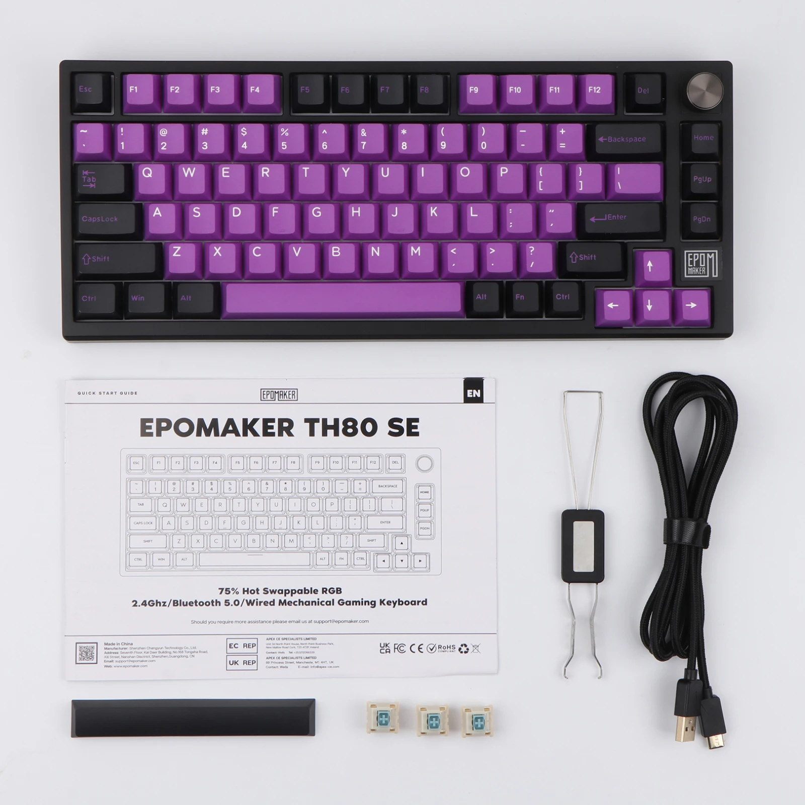 EPOMAKER TH80 SE Gasket 75% Mechanical Keyboard NKRO Hot Swappable North-facing RGB 2.4Ghz/Bluetooth 5.0/Wired Keyboard images - 6