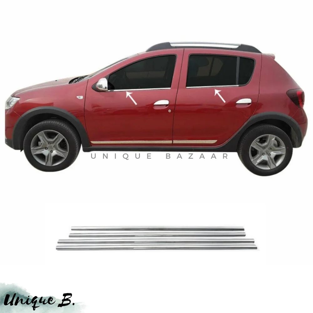 

For Dacia Sandero Stepway Stainless Steel Chrome Window Frame Trim 4 PCS 2012 After Years Design Exterior Car Accessories Parts