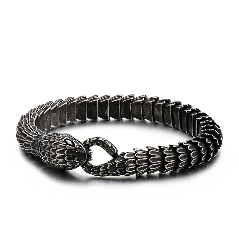 

Punk Style Black Snake Link Chain Bracelets Bangle Stainless Steel Charm Hip Hop Personalised Men Women Jewelry Goth Accessories