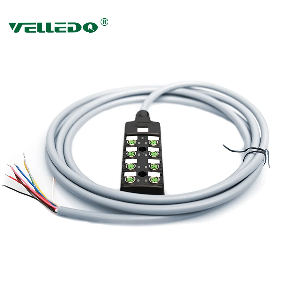 

M8 Junction Box 8 Ports 3 Holes, Single Channel, PNP Type, With 3m PVC Gray Cable, IP65, CE, ROHS