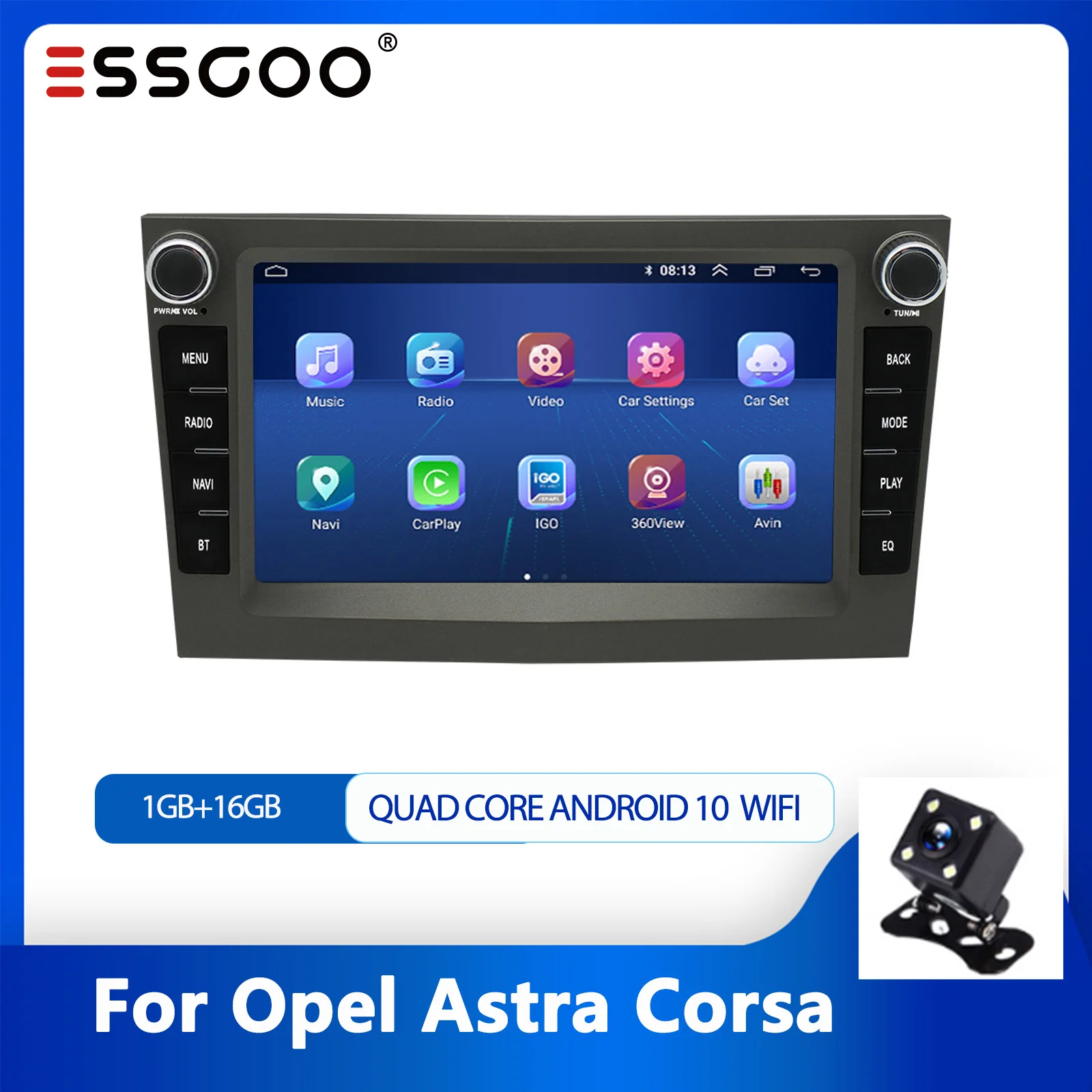 

ESSGOO Car Radio Auto Wifi For Opel Quad Core Android 10.0 7 inch Touch Screen Multimedia Car Player 1GB+16GB Bluetooth RDS