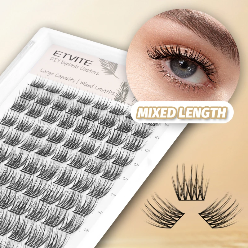 

Cluster Lashes Mixed Length 80PCS DIY Individual Eyelash Extension 3D Volume Segmented Eyelashes Dovetail Lash Matte Black