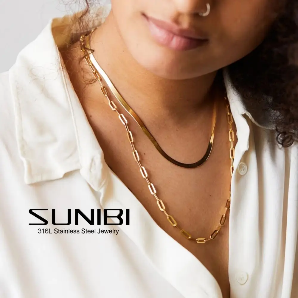 

Gold Stainless Steel 316L Chain Necklace Women Chain Choker for Woman Brand Delicate Simple Jewelry Wholesale/Dropshipping