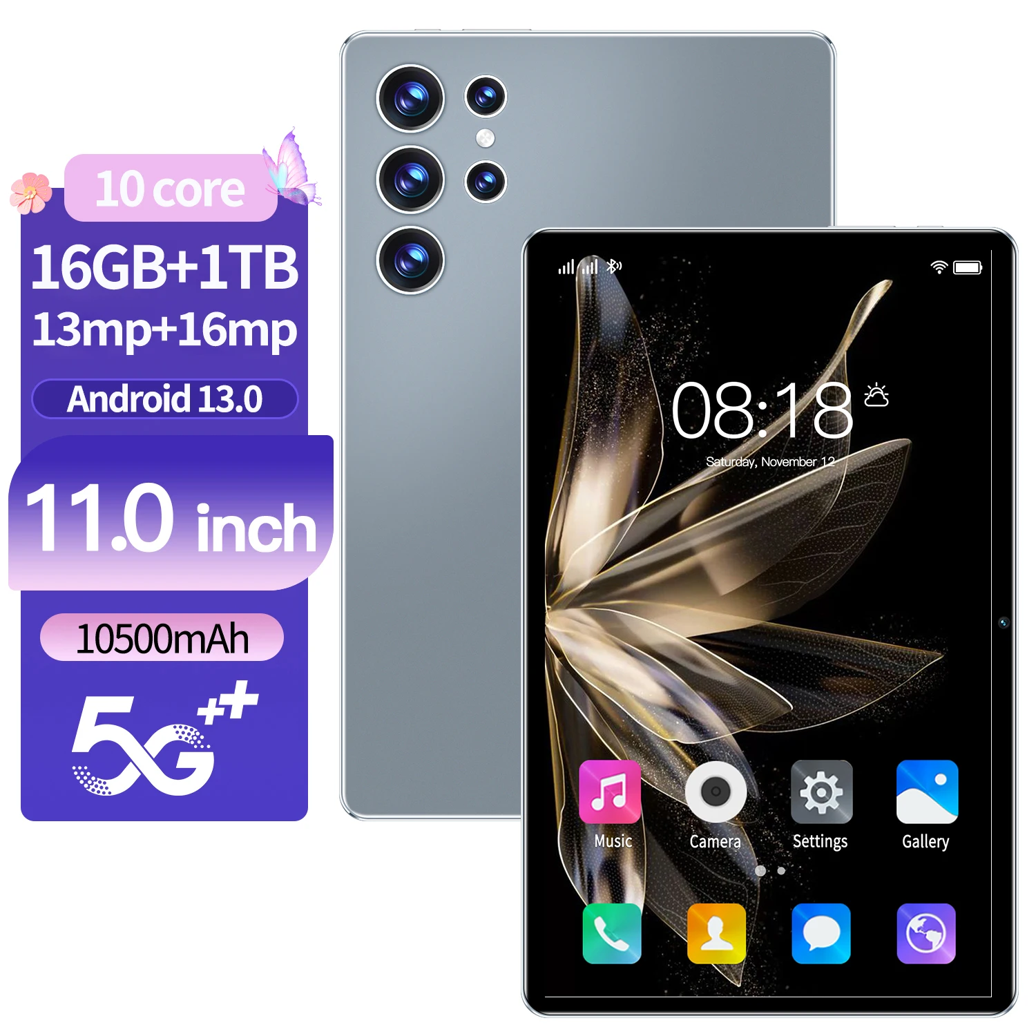 

Tablet PC 10.1inch Android 13.0 16GB RAM, 512GB ROM, Wi-Fi, Google Play, GPS Dual SIM, Calling With Keyboard, Global Edition