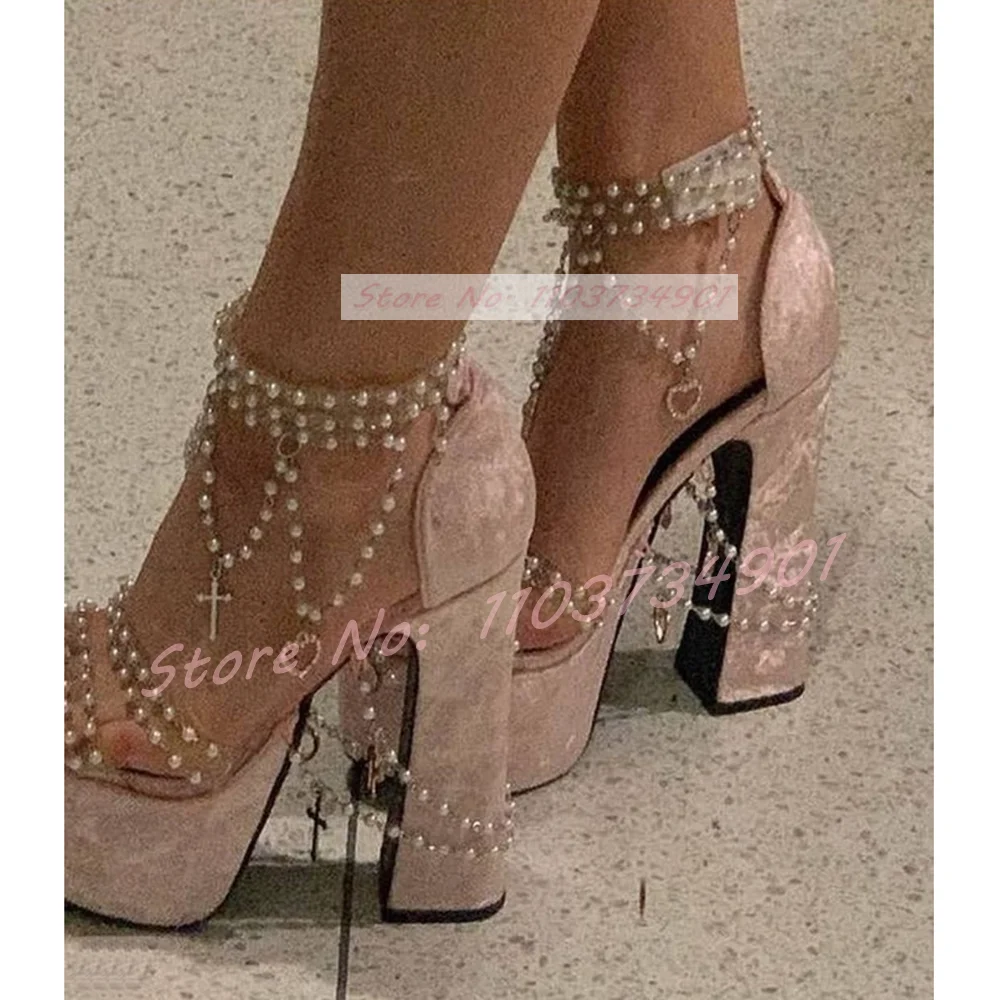 Женские босоножки на платформе и высоком каблуке размер 35 - 43 цвет белый/розовый