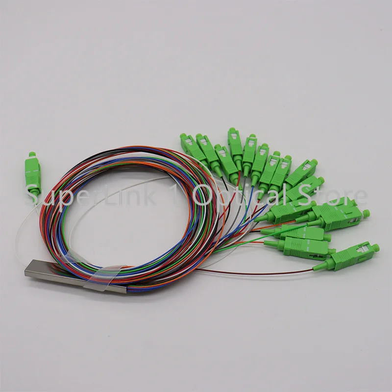 Tanie Free Shipping 10 PCS/Lot 1X16 PLC Fiber Optic Splitter Color SC/APC SM 0.9mm G657A1 PVC 1m FTTH Fiber Optic Splitter Unequal
