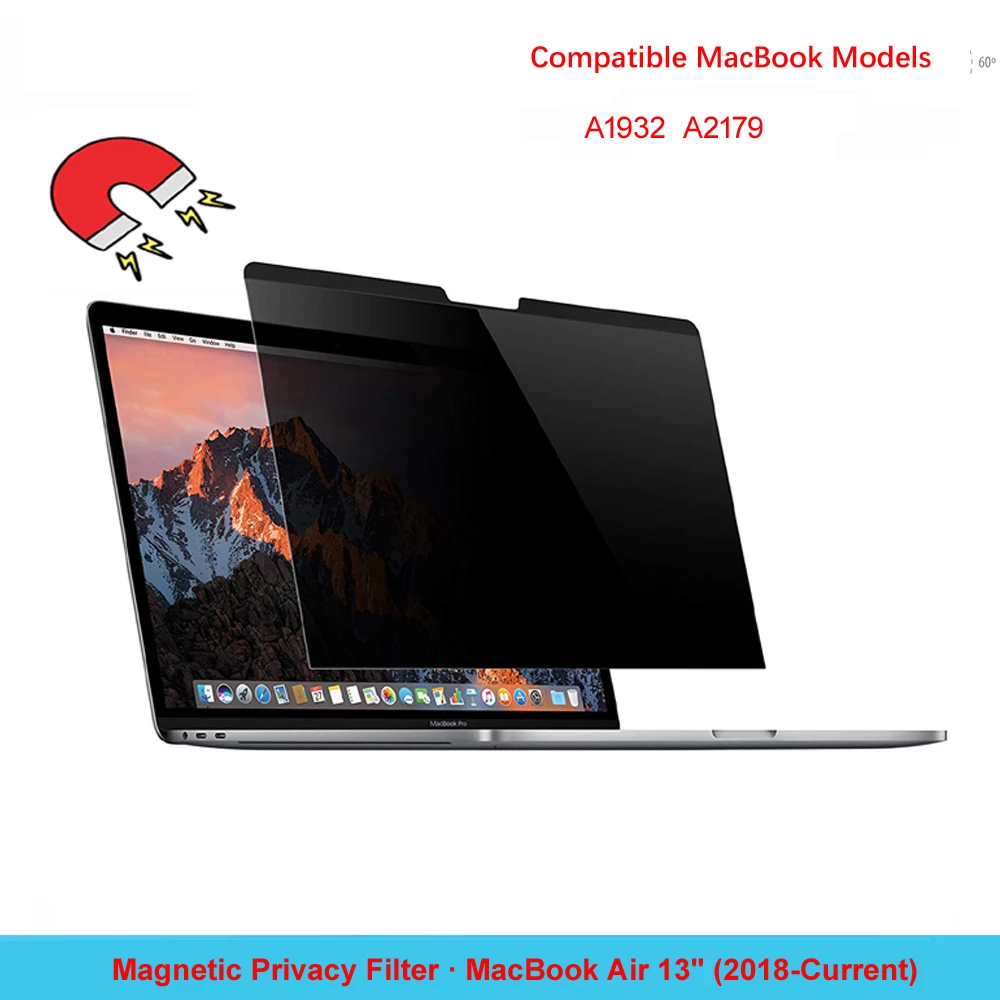Magnetic Privacy Screen Filter for MacBook Air 13 Inch  M1 2018-Current Easy On/Off Anti-Blue Light Protector