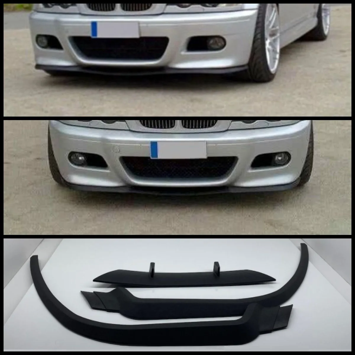 Parachoques delantero para BMW Serie 3, CUPRA R E46 M M3, labio Universal, difusor de 3 piezas, Kit de carrocería de alerón de parachoques negro, Protector de afinación