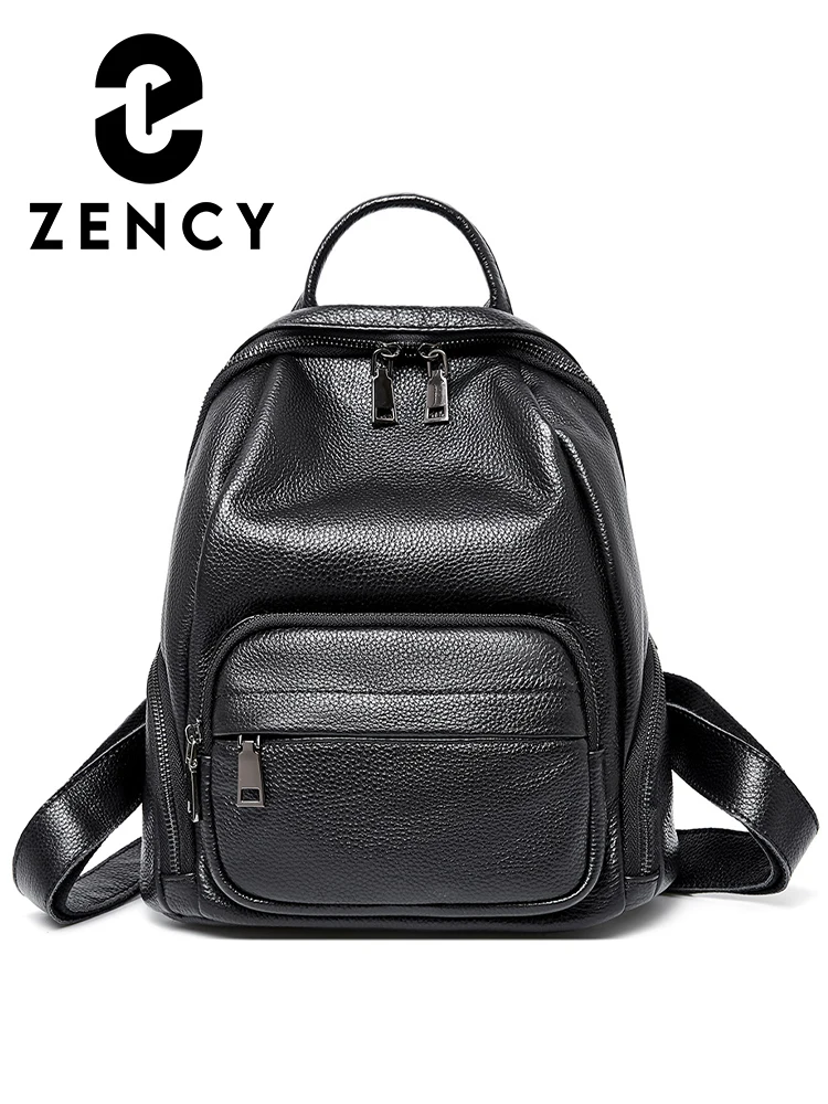 

Zency 2022 Winter Soft Genuine Leather Women's Simple Fashion Trend Backpack Large Female School Bag Travel A4 Satchel Casual