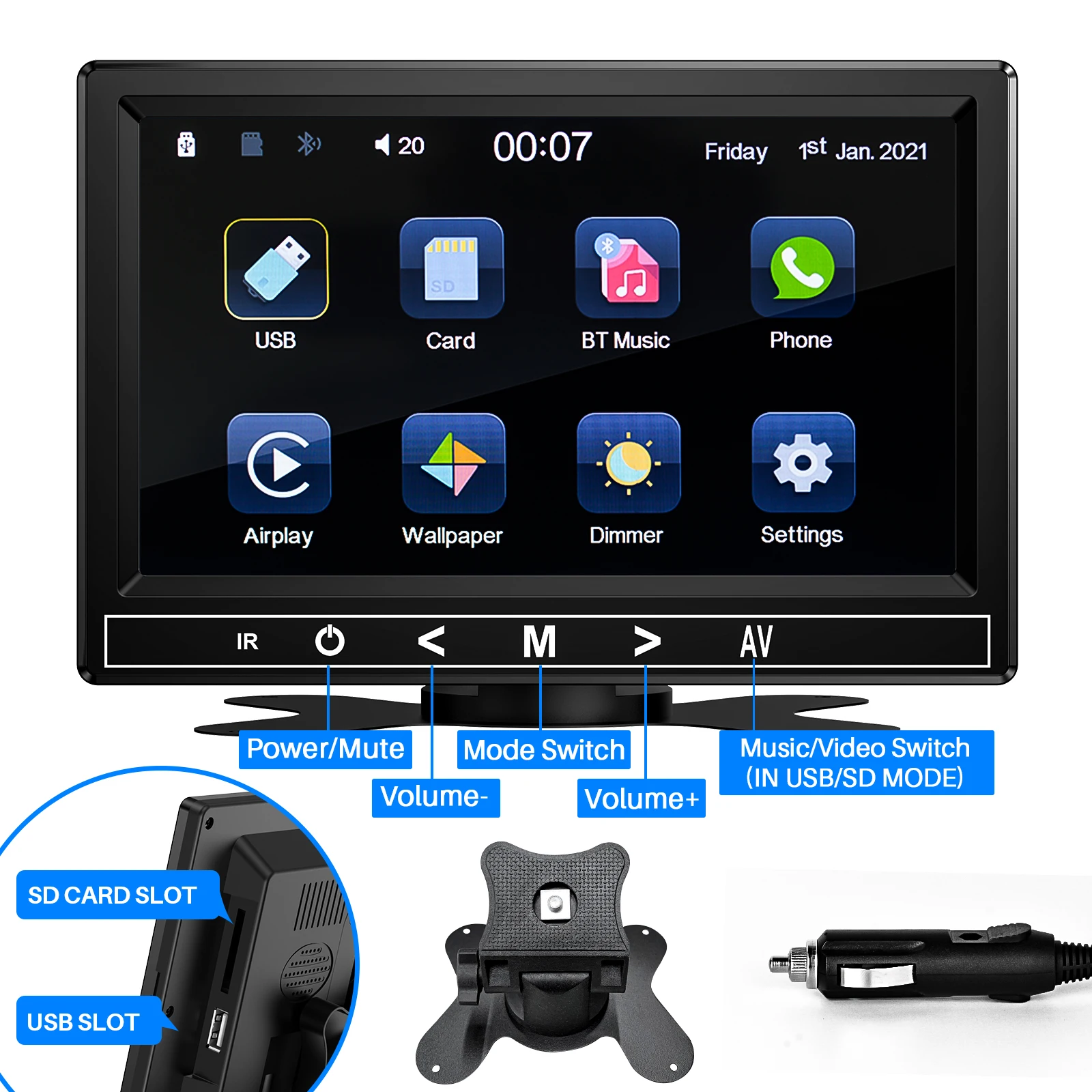 Портативный автомобильный монитор ESSGOO 7-дюймовый экран система Wince Bluetooth mp5-плееры