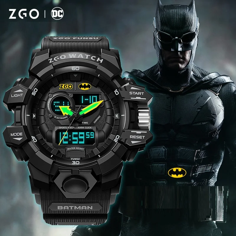 Часы наручные Warner мужские с двойным дисплеем спортивные Бэтменом Суперменом