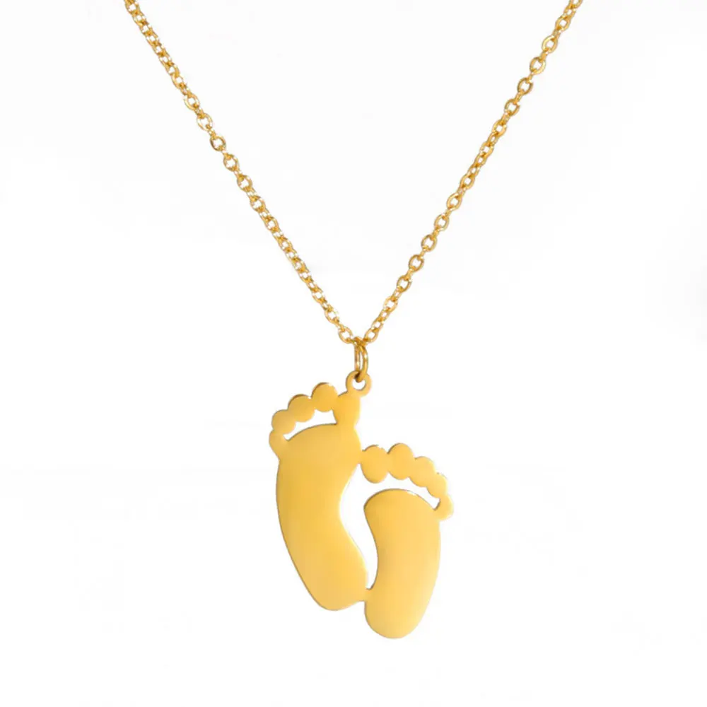 

Lovely Baby Foot Feet Pendant Necklace for Women Baby Footprint Stainless Steel Jewelry Mum Son Daughter Mother's Day Gifts