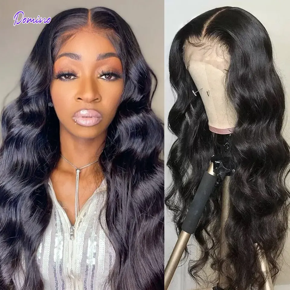 Domino Body Wave Lace Front Wig Brazilian Remy Transparent 13x4 Lace Front Human Hair Wig 30Inch Closure Wigs For Black Women