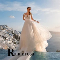 ruhair beach vintage wedding gown for bride romantic tulle short sleeves tassel sweetheart customised robe de soiree de mariage