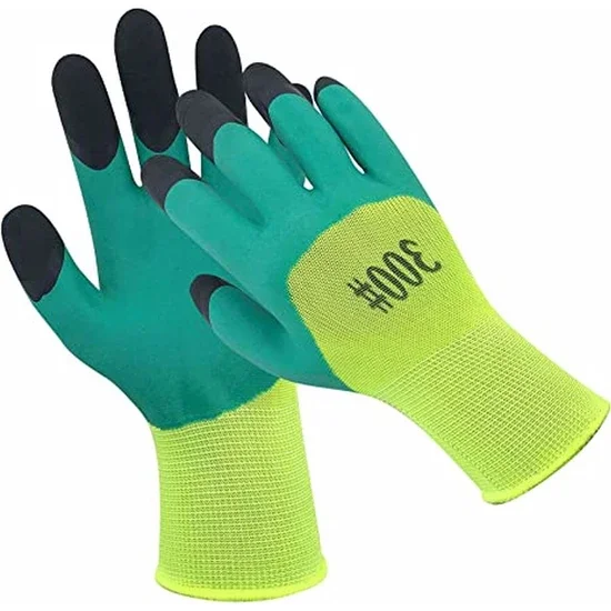 

1 Pair of Black Green Nitrile Coated Latex CottoN