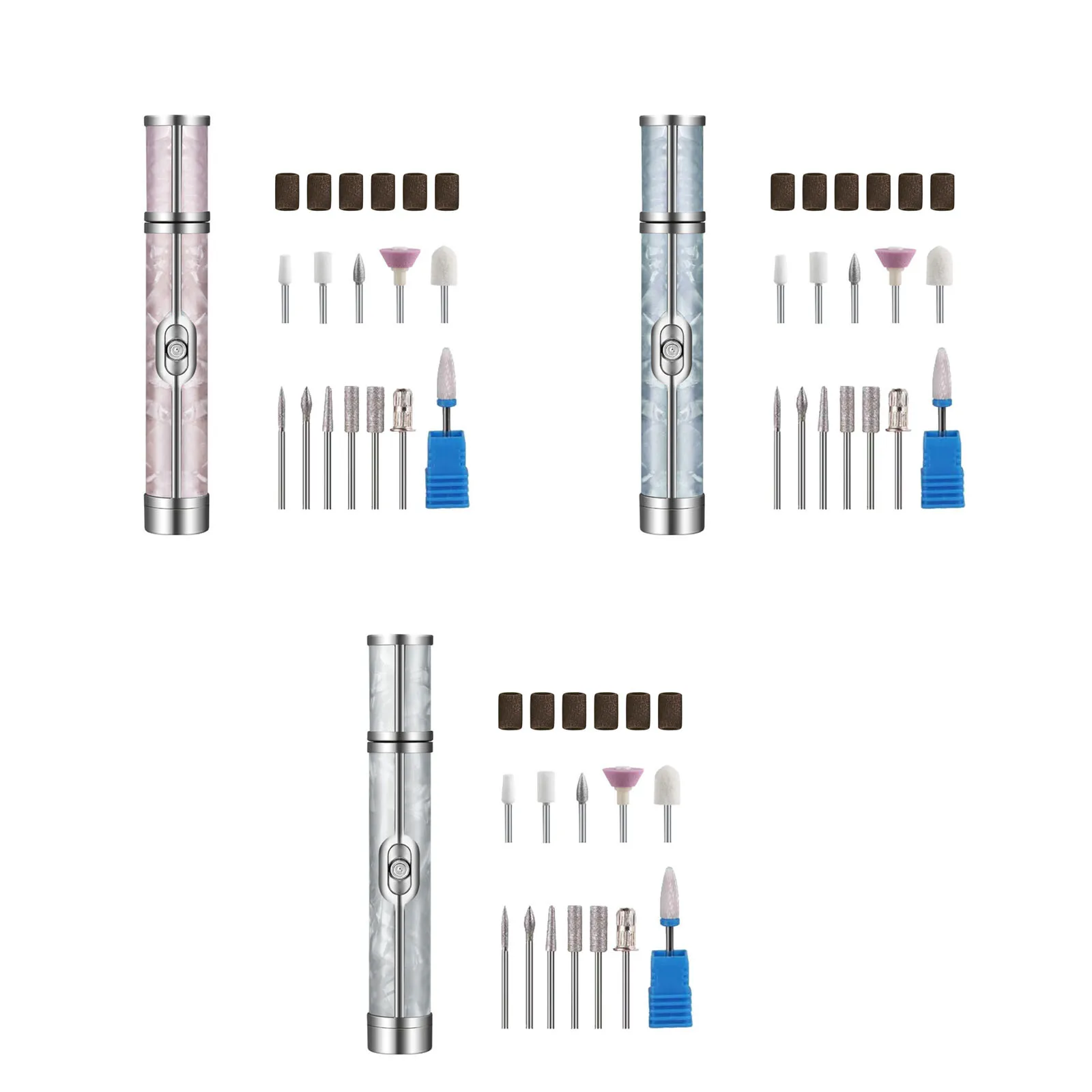 Профессиональный Розовый набор сверл для ногтей из 18 предметов выполнения любых