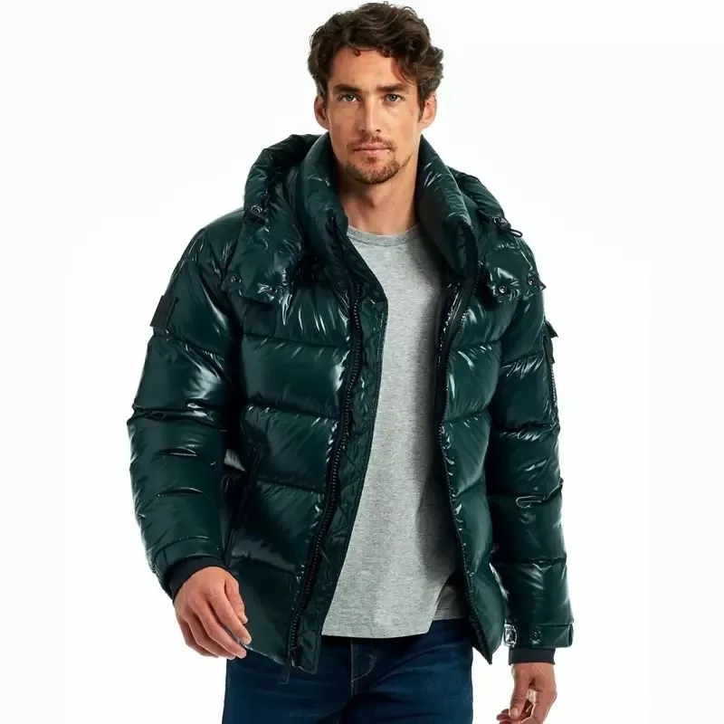 Trendy Women Glossy Thicken Down Coats For Men Winter Warm Windproof Casual Hooded Outerwear Couples Bread Puffer Jackets D5R113
