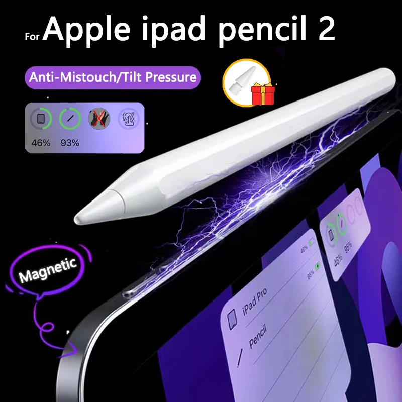 

Для Apple Pencil 2 с беспроводной зарядкой iPad Pro 11 12,9 Air 4 5 Mini6 магнитный стилус для iPad карандаш отклонение ладони наклонная ручка