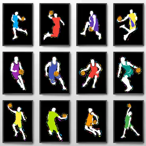 Постер для баскетбольных спортивных игроков, эстетичная Картина на холсте, преобразующая баскетбольную мечту, акварель, настенное искусст...